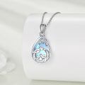 wholesale 925 Sterling Silver Family Love Teardrop Blue Moonstone Pendant Necklace Platinum Plated-0-2