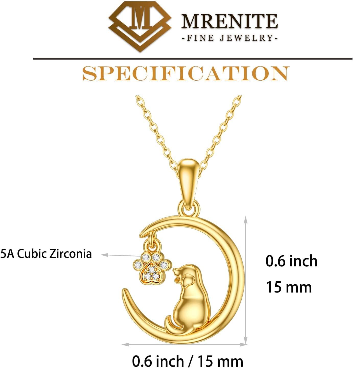 wholesale 14K Gold CZ Cat and Paw Print on Crescent Moon Pendant Necklace for Women s-0-4