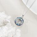 wholesale 925 Sterling Silver Blue Crystal Phoenix Triple Moon Goddess Pendant Necklace-0-4