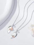 wholesale 925 Sterling Silver Mother & Daughter Butterfly Heart Pendant Necklaces-0-4