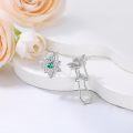 wholesale 925 Sterling Silver Emerald & Cubic Zirconia Flower Clover Bow Stud Earrings for Women-0-1