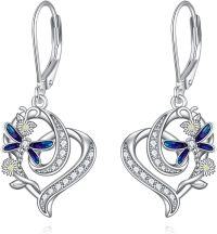 wholesale 925 Sterling Silver Dragonfly Moonstone Drop Earrings for Women-A-Dragonfly