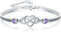 wholesale Sterling Silver Adjustable Infinity Heart Bangle for Women-0-18