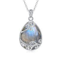 wholesale 925 Sterling Silver Filigree Teardrop Pendant Necklace for Women-AA-Labradorite Filigree Necklace