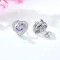 wholesale 925 Sterling Silver Birthstone Heart Stud Earrings Jewelry Gifts for Women-0-2