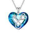 TOUPOP Sterling Silver Crystal Stethoscope Heart Necklace For Nurse Doctor-0-0