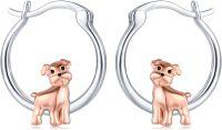 wholesale 925 Sterling Silver Puppy Hoop Earrings - Adorable Animal Jewelry for Girls-Schnauzer