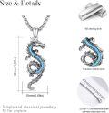 wholesale 925 Sterling Silver Turquoise Inlay Dragon Pendant Necklaces   for Men Women Valentines Day Gifts-0-5
