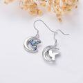 wholesale 925 Sterling Silver Green Peacock Crescent Moon Drop Earrings-0-2