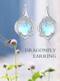 wholesale 925 Sterling Silver Blue Moonstone Butterfly Drop Earrings-0-5