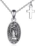 wholesale 925 Sterling Silver Saint Benedict Oval Medal Cross Necklace Catholic Christian  for Women Men Boys Girls-0-0