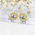 wholesale 925 Sterling Silver Lion Moonstone Stud Earrings - Cute Animal  for Women-0-5