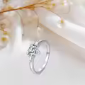 TOUPOP Sterling Silver D Color Vvs1 Heart Moissanite 3 Stone Engagement Ring-0-6