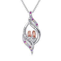 TOUPOP Sterling Silver Birthstone Infinity Sister Necklace Engraved 'Always My Sister Forever My Friend'-undefined