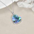 wholesale 925 Sterling Silver Abalone Shell Heart Pendant Necklace with Two Cute Axolotls - Love You Forever-0-2