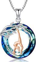 wholesale 925 Sterling Silver Blue Crystal Gymnastics Sports Pendant Necklace for Women-0-0