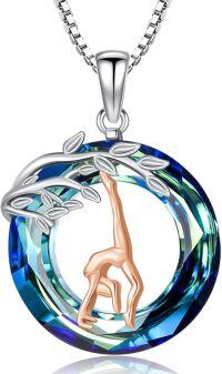 wholesale 925 Sterling Silver Blue Crystal Gymnastics Sports Pendant Necklace for Women-Gymnastics