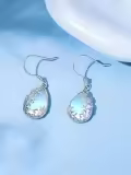 wholesale 925 Sterling Silver Teardrop Moonstone Dangle Earrings Wholesale with Filigree Design for Women Gifts-0-3