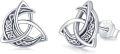 wholesale 925 Sterling Silver Celtic Triquetra Stud Earrings - Vintage Irish  for Women-0-0