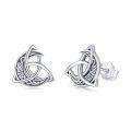 wholesale 925 Sterling Silver Celtic Triquetra Stud Earrings - Vintage Irish  for Women-0-0