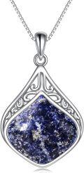 wholesale 925 Sterling Silver Moonstone Lapis Larimar Moss Agate Teardrop Filigree Pendant-0-81