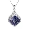 wholesale 925 Sterling Silver Moonstone Lapis Larimar Moss Agate Teardrop Filigree Pendant-0-81