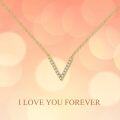 wholesale 18K Gold Diamond-Cut Chevron V-Shaped Pendant Necklace - 45cm Chain Length-0-5