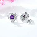 wholesale 925 Sterling Silver Birthstone Heart Stud Earrings Jewelry Gifts for Women-0-38