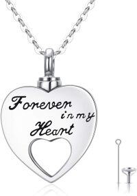 wholesale 925 Sterling Silver Forever in My Heart Keepsake Pendant with Chain and Funnel - 3D Engraved Love Symbol Charm Necklace for Women/Men (Memorial Jewelry/Urns/Ashes Holder/Cremation/Pet Loss/Gifts)-Urn Necklaces for Ashes