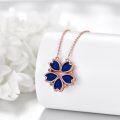 wholesale 925 Sterling Silver Plated Rose Gold Blue Enamel Flower 6-Pointed Star Magnetic Foldable Hexagram Pendant Necklace Set-0-4