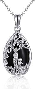 wholesale 925 Sterling Silver Black Onyx Tree of Life Pendant Necklace - Gifts for Her-0-0
