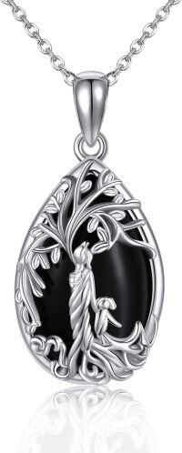 wholesale 925 Sterling Silver Black Onyx Tree of Life Pendant Necklace - Gifts for Her-tree of life