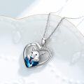 wholesale 925 Sterling Silver Heart-Shaped Blue Crystal Pig Pendant Necklace for Women and Girls' Birthday Gifts-0-2