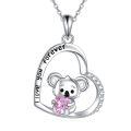 wholesale 925 Sterling Silver Koala Heart Pendant Necklace-0-0