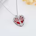 TOUPOP Sterling Silver Ruby Tree Of Life Necklace For Women-0-4