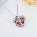 TOUPOP Sterling Silver Ruby Tree Of Life Necklace For Women-0-4
