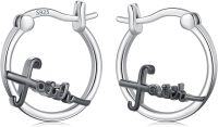 wholesale 925 Sterling Silver Faith Cross Hoop Earrings - Religious  for Women-Faith