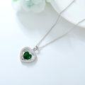 wholesale 925 Sterling Silver Green Lab-Grown Emerald Heart Pendant Necklace for Women-0-2