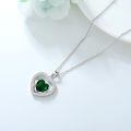 wholesale 925 Sterling Silver Green Lab-Grown Emerald Heart Pendant Necklace for Women-0-2