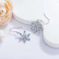 wholesale 925 Sterling Silver Blue Crystal Snowflake Drop Earrings Hypoallergenic Jewelry for Women Girls Gift 4cm Long-0-2