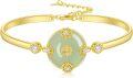 wholesale 14K Gold Plated Sterling Silver Jade Bracelet for Women Lotus Sunflower Tree of Life Hummingbird Dragonfly Bee Butterfly Cat Birthday Mothers Day Gifts for Mom Grandma-0-23