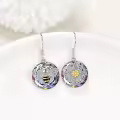 TOUPOP Sterling Silver Crystal Bee Sunflower Dangle Drop Earrings-0-2