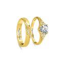 TOUPOP 10K 14K 18K Gold Moissanite Engraved Couple Wedding Band Ring Set-0-0