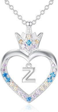 wholesale TOUPOP Heart Initial Necklace For Women Sterling Silver Heart Crown Initial Letter Pendant Necklace Birthday Anniversary Christmas Jewelry Gifts For Women Her Girlfriend -undefined