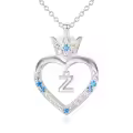 TOUPOP Sterling Silver Heart Crown Initial Pendant Necklace-0-0