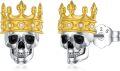 wholesale 925 Sterling Silver Cubic Zirconia Skull Stud Earrings for Women Men-0-0
