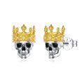wholesale 925 Sterling Silver Cubic Zirconia Skull Stud Earrings for Women Men-0-0