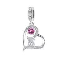 wholesale 925 Sterling Silver Blue Sapphire Moon Heart Cow Charm Pendant-10-October
