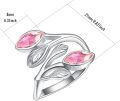 wholesale Sterling Silver Leaf Ring with Birthstone Adjustable Wrap Promise Engagement Wedding Rings for Women-0-60