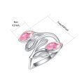 wholesale 925 Sterling Silver Leaf Ring with Birthstone Adjustable Wrap Promise Engagement Wedding Rings for Women-0-60